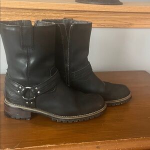 Harley Davisson Black Ankle Boots with Buckle Detail